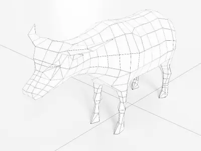 Cow 3d model bull in low polygons Low-poly 3D model