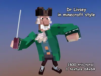 Dr Livsey in minecraft style Low-poly 3D model
