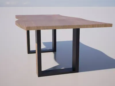 Rustic Live Edge Desk Table 3 Modern Organic Furniture 3D Model Low-poly 3D model
