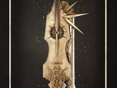 Violin Weapon Low-poly 3D model