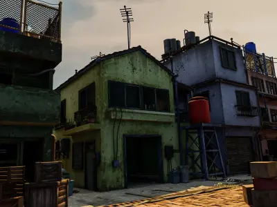 ASIAN URBAN BUILDING HONGKONG 07 Low-poly 3D model