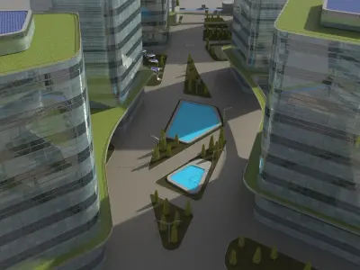 Glass Facade Residential Complex 3D model