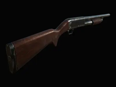 Ithaca 37 Shotgun M37 PBR MODEL UNITY UNREAL ENGINE Low-poly 3D model