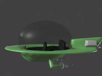 Jetsons Cartoon Jet Flying Car Low-poly 3D model