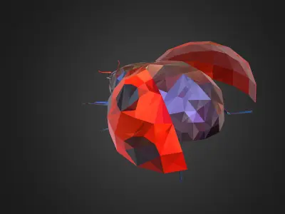 Bug Ladybug Red Low Polygon Art Insect Low-poly 3D model