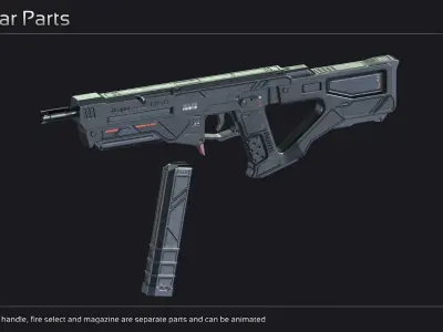 Scifi Submachinegun FTF 23 Low-poly 3D model