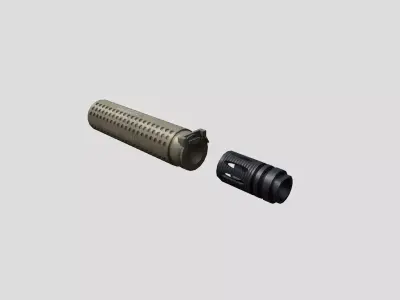 KAC M4QD QDSS NT4 Suppressor and Flash Hider Low-poly 3D model