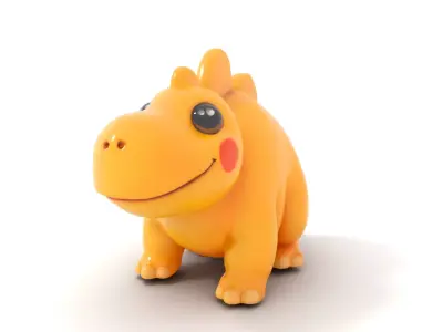 Cartoon Dinosaur Model Pack  Cute Yellow Stegosaurus Low-poly 3D model