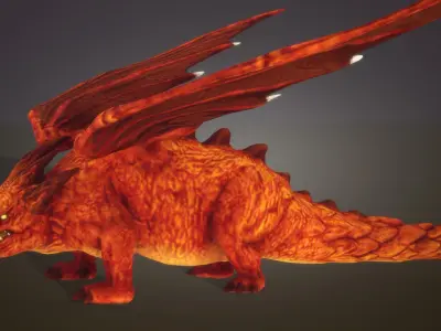 Stylized RedDragon Low-poly 3D model
