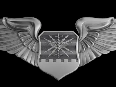 USAF Combat Systems Officer Wings Badge 3D model