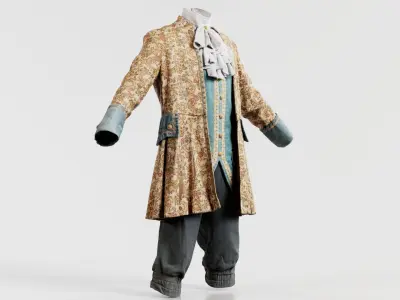 Flower Decorated Historic Costume Low-poly 3D model