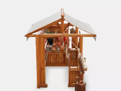 Wooden Market Stall  Low-poly 3D model