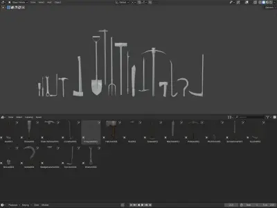 Medieval Tools Low-poly 3D model