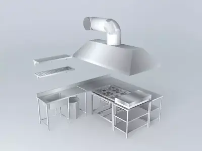 Kit233 Bench Coifa and Stove Stainless by Alex Marques Free 3D model