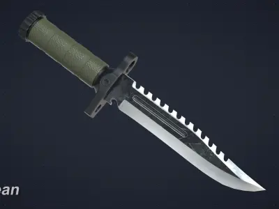 Tactical Survival Knife Game Ready Low-poly 3D model