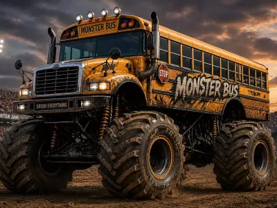 Monster Bus 3D Model STL Futuristic Heavy Bus for 3D Printing 3D print model