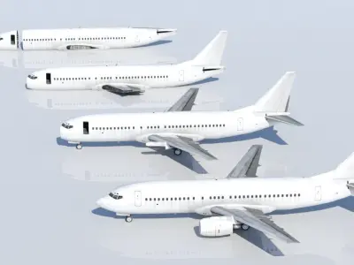 B737-400 Classic  Static Blank Low-poly 3D model