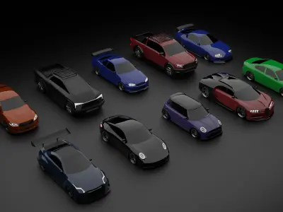 Cars for Arcade and Demolition Racing Games Free low-poly 3D model