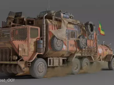 SteamPunk Truck Low-poly 3D model