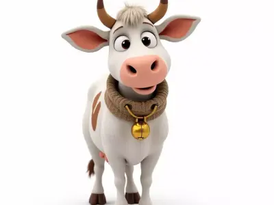 Cartoon Cow 3D Model Farm Animal Character Low-poly 3D model