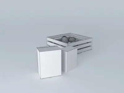 Eggs wooden box with in it Free 3D model