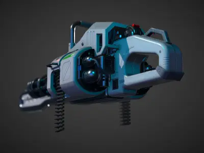 Weapon chain gun Low-poly 3D model