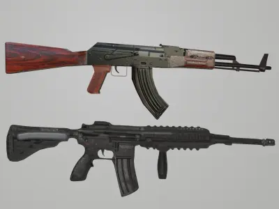 AK47 and M416 Free 3D model