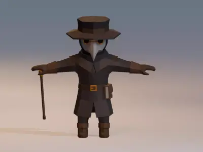 UNRIGGED VERSION LOW-POLY PLAGUE DOCTOR Low-poly 3D model
