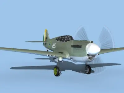 Curtiss P-40F Tomahawk V18 Brazil 3D model