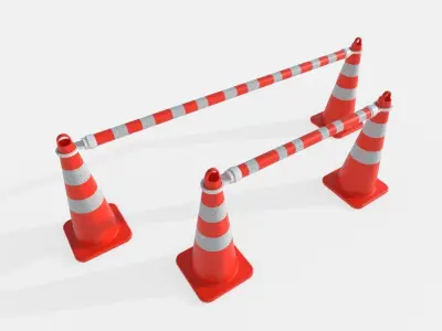 Road Cone M4 - with STL Low-poly 3D model