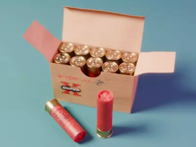 Shotgun Cartridge Box Free 3D model