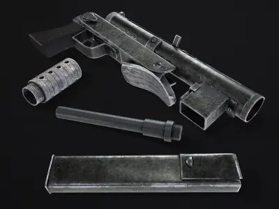 SMG Lightning Blyskawica Low poly PBR Free low-poly 3D model