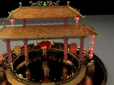 Chinese ancient gate 3D model