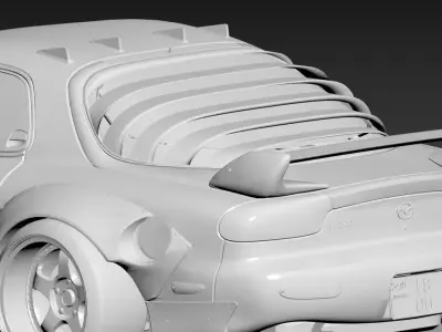 Rx7 FD Rear window carbon fiber Louvers Low-poly 3D model