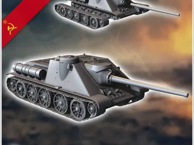 SU-85M tank destroyer - Soviet army WW2 Second World East front 3D print model