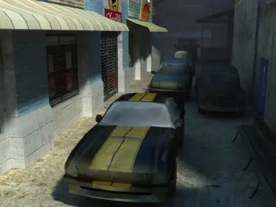 Cars LowPoly group of vehicles parked Low-poly 3D model