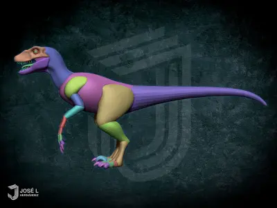 Blockout Velociraptor 3D model