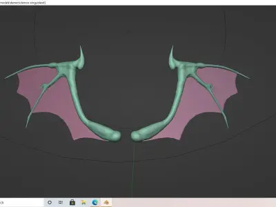 Demon bone wings Low-poly 3D model