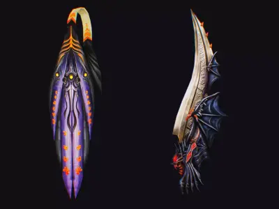 Sword and Light Shield Armor Dagger Dark Edged Cutting Magic Low-poly 3D model