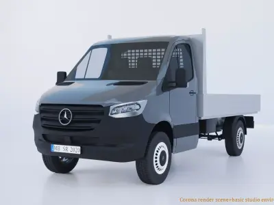 Mercedes Benz Sprinter 2020 dropside W907 L2 Pickup truck 3D model
