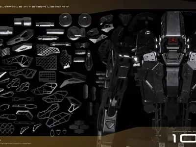 SCI-FI Hard Surface Kitbash Library for Mech Design - 100 Assets 3D model