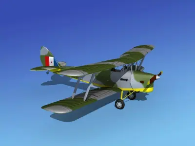 Dehavilland DH82 Tiger Moth V03 3D model