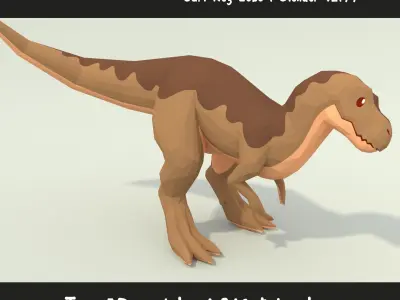 Low-poly T-rex Curious Pose Printable 12 colors Low-poly 3D model