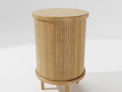 Wooden Round Side Table  Free low-poly 3D model