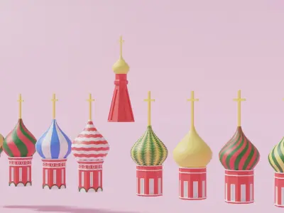 Moscow Kremlin Saint Basils Cathedral Roofs Low-poly 3D model