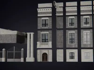 European Building kit Low-poly 3D model