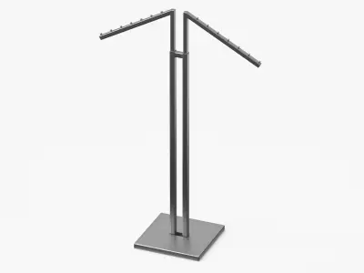 Clothing 2 Way Rack 02 Metal Black and White 3D model