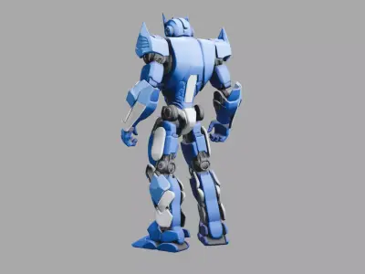 Blue Silver Sci Fi Mech Robot 3D model