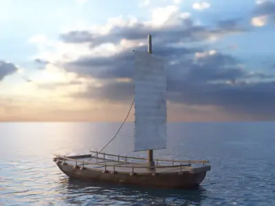 Korean Medieval Ship - Joseon Ferry model 3D model