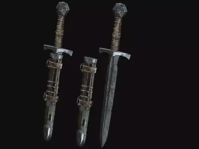 Medival Dagger Low-poly 3D model